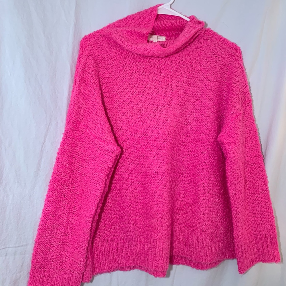 Pink Oversized Turtle Neck Sweater